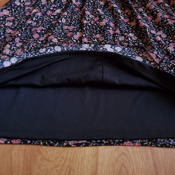 Old Navy Waist Defined Bell Sleeve Dress Sz L Black Dark Floral Prairie Cottage - Picture 5 of 10